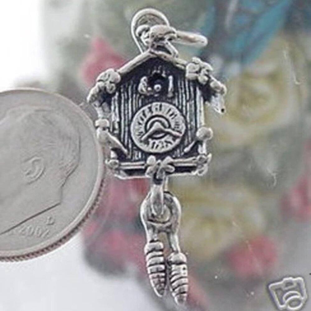 Sterling Silver 3d Cuckoo Clock Charm